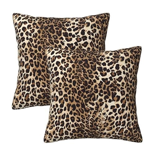 Yobvec Cheetah Print Pillow Covers Home Decor 18x18 Inch, Leopard Print Throw Pillowcase Decorative Cushion Cover for Bed Sofa Couch, 2 Sets - Image 1