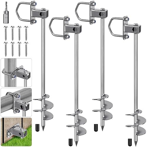 Insaga Multi-Purpose Ground Anchors Screw in, Fully Welded Trampoline Stakes, 18''/30'' Trampoline Anchors, Mobile Home Anchors for Trampoline, Swing Set, Carport, Shed and More, 2/4/6packs - Silver-30''-4pcs - Image 1