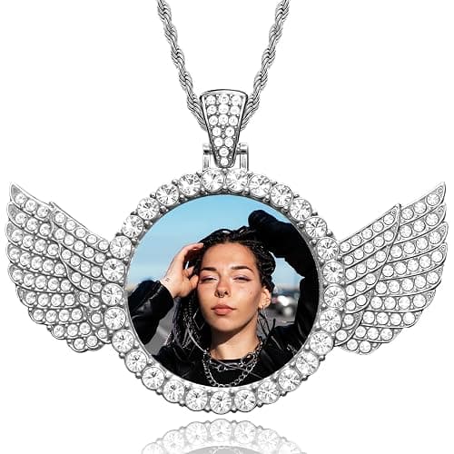 Jumaple Custom Circle Chain with Picture, Photo Necklace for Men Women, Personalized Picture Pendant, Customized Memorial Gifts for Christmas Birthday Anniversary Family - Image 1