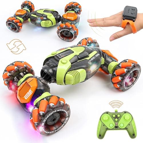 FUNiOi Gesture Sensing RC Stunt Car - Remote & Hand-Controlled Drift Toy for Kids Ages 5-7 6-8 9 10 11 12 Year Old, 4WD, Double-Sided Driving with Lights & Music - Image 1