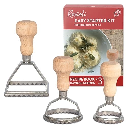 Easy Ravioli Maker Starter Kit | 3 Ravioli Mold Pasta Gift Set + Cookbook | Ravioli Press Guide to Making Ravioli and Stamp Stuffed Pastas like Tortellini + Recipes for Classic Fillings and Sauces - Image 1