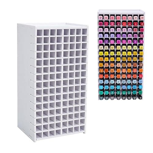 SANFURNEY Art Marker Storage Rack for 120 Markers, Watercolour Brushes Pens Color Pencils Organizer Holder for Desk - Image 1