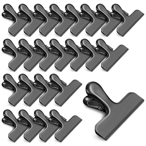 WUDIME 24 Pack Chip Clips, Stainless Steel Bag Clips for Food, Chip Bag Clip Heavy Duty, Food Clip Ideal for Kitchen Office Storage(Black) - Image 1