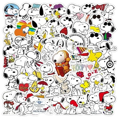 50pcs Snoopy Stickers, Cute Cartoon Dog Stickers Packsfor Boys Girls Teens, Waterproof Vinyl Classic Manga Characters Decals for Water Bottle Books Skateboard Laptop - Image 1