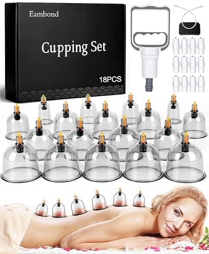 Eambond Cupping Kit, Cupping Therapy Sets Massage Back, Pain Relief, Physical Therapy, Chinese Muscle Cupping Tool with Pump & Vacuum Silicone Cups for Cellulite Reduction at Home - Image 1