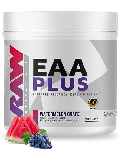 RAW EAA Plus, Amino Acids Powder, Watermelon Grape (30 Servings) - Pre Workout Amino Energy Powder for Advanced Endurance, Recovery & Lean Muscle Growth - BCAA Amino Acids Supplement for Men & Women - Image 1