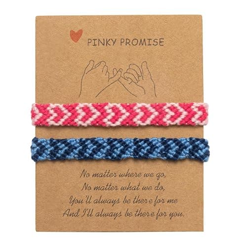 Qiuseadu Heart Friendship Bracelets Pinky Promise Pink Best Friends Distance Matching for Women Valentine Couple Family - Image 1