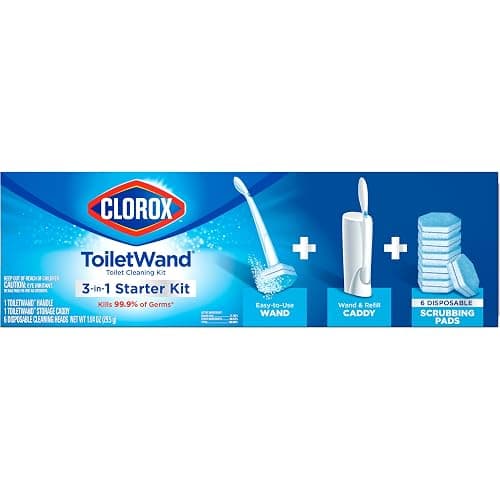 CLOROX ToiletWand Toilet Bowl Cleaner- Toilet Brush, Storage Caddy and 6 Disinfecting Refill Heads - Image 1