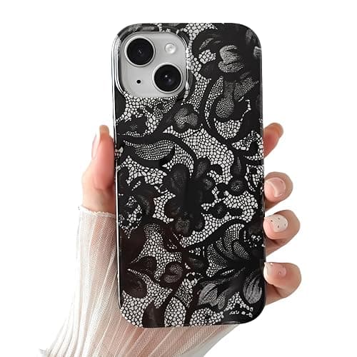 SmoBea for iPhone 14 Case Lace Phone Case Phone Case Soft TPU Slim Shockproof Phone Cover for Women Girls Beautiful and Stylish,Black - Image 1