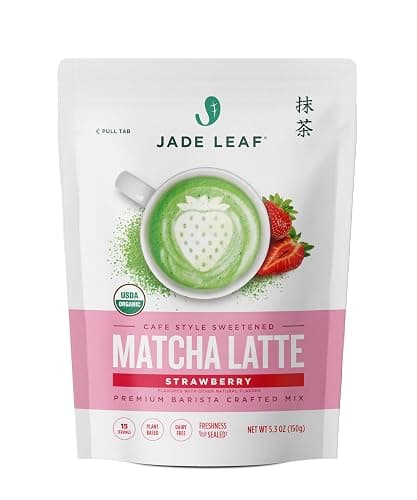 Jade Leaf Matcha Organic Cafe Style Strawberry Matcha Latte Green Tea Powder, Premium Barista Crafted Mix, Authentically Japanese, 15 Servings (5.3 Ounces) - Image 1