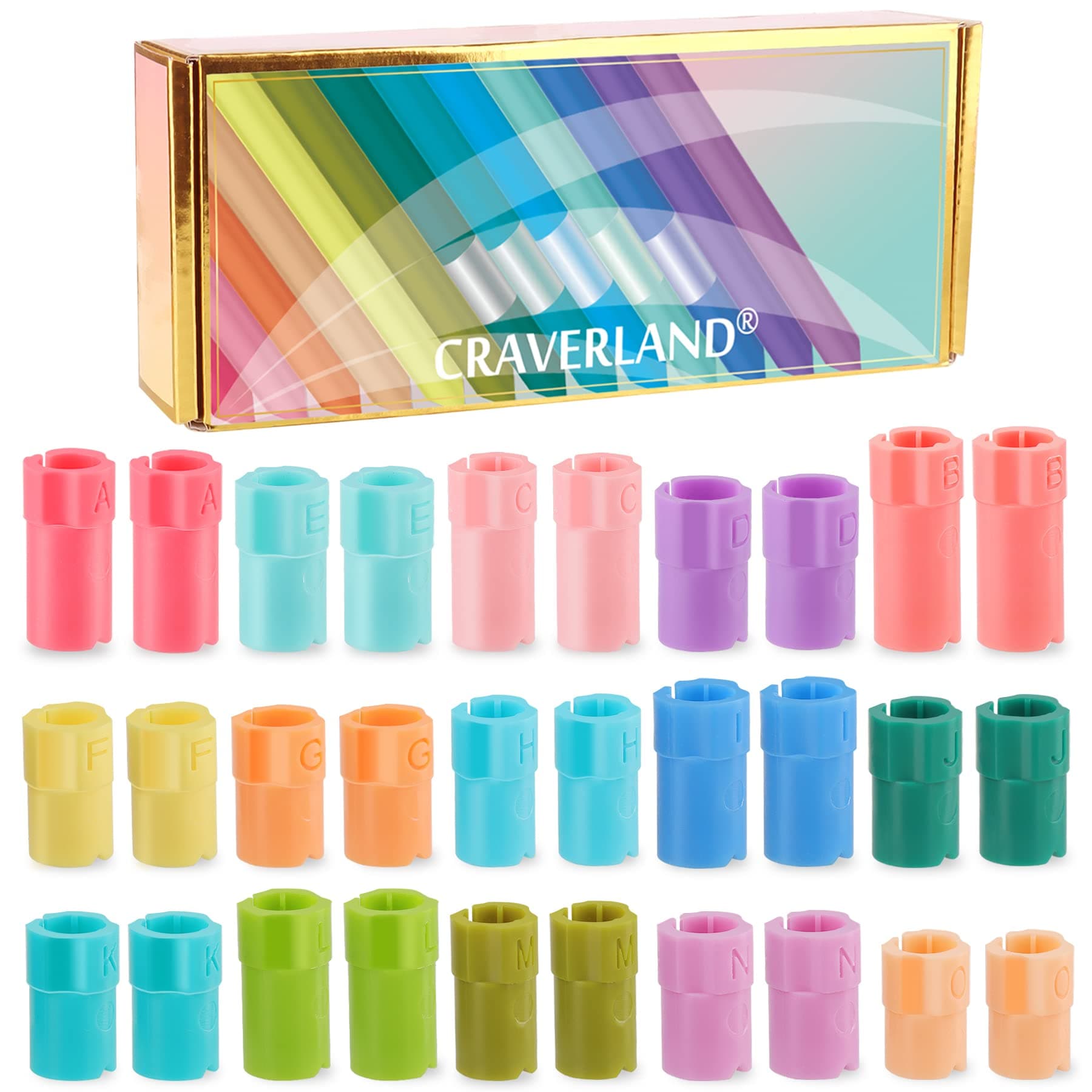 CRAVERLAND Pens Adapters for Cricut - Rainbow Pen Holders for Cricut Explore Air 3 Air 2 Air Maker 3 Maker 2 Maker to Compatible with At Least 40 Pens(15 x 2 Pack) - Image 1