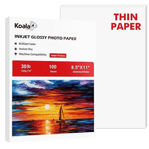 Koala Glossy Thin Inkjet Paper 8.5x11 Inches 100 Sheets Compatible with Inkjet Printer Use DYE INK 115gsm - Image 1