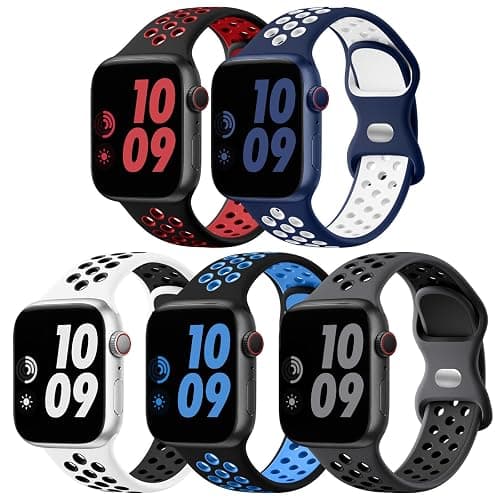 Lerobo 5 Pack Sport Band Compatible for Apple Watch Band 46mm 44mm 45mm 49mm 42mm 41mm 40mm 38mm Men Women, Breathable Silicone Strap for iWatch Series 11 10 9 8 7 6 5 4 3 2 SE 3 2nd Gen Ultra 3 2 1 - Image 1