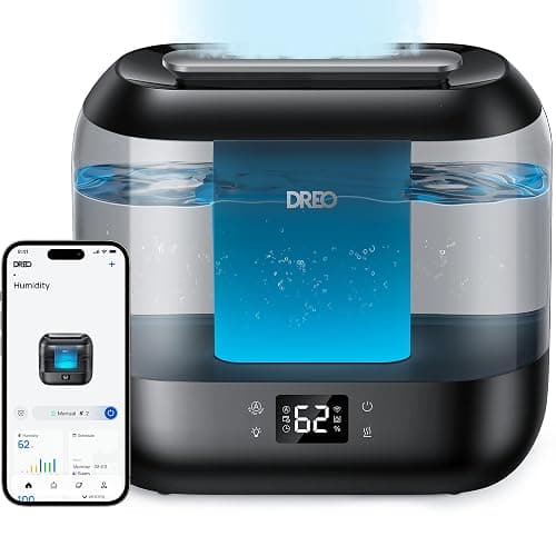 DREO Smart Humidifier for Bedroom Baby, 4L Cool Mist Humidifiers for Home, 28dB Quiet Humidifier, LED Display, Humidity Sensor, Oil Diffuser, 36H Runtime, Nightlight, Top Fill, Touch/APP/Voice Control - Image 1