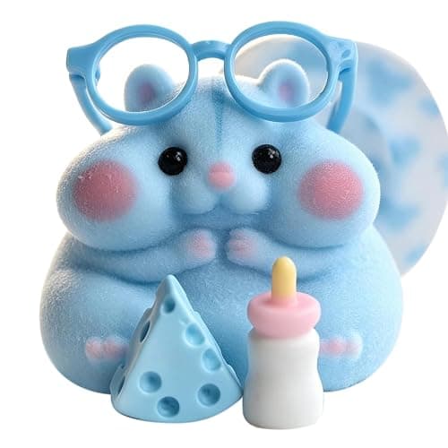 Handmade Taba Squishy Hamster Toy, Cute Squishy Hamster Fidget Toy, Realistic Hamster Toy, Soft Silicone Mochi Furry Toy, Stress Relief Gift for Adults & Kids, Sensory Anxiety Plushie (Blue) - Image 1