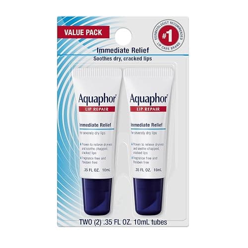 Aquaphor Lip Repair Ointment, Moisturizing Lip Balm Pack, Relieves Dryness, 0.35 Tube, Pack of 2 - Image 1