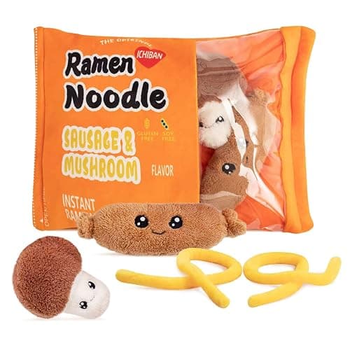 Nenalayo Plush Pillow Cute Bag of Sausage Mushroom Ramen Noodle Plush Toy, Removable Fluffy Stuffed Dolls Creative Gifts for Girls Kids, Sofa Chair Decorative Pillow - Image 1