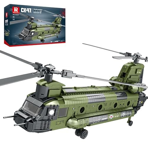 Reobrix CH-47 Helicopter Building Set, Military Helicopter Toy Aircraft Model Kit, Home Office Display or Collectible, Ideal Airplane Toy Gifts for Adults Boys Kids 33031 - Image 1