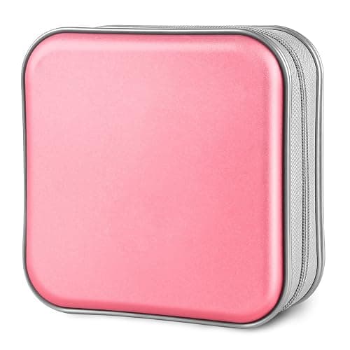 Siveit CD Case, 40 Capacity CD/DVD Case Holders Wallet Hard Plastic DVD Disc Cases Storage Binder for Car Home Office Travel (Pink) - Image 1