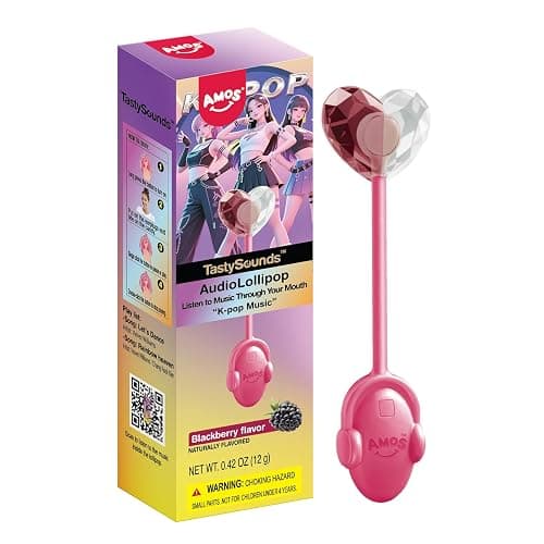 Amos Music Lollipop Candy, Audio Singing Lollipop, Individually Wrapped Natural blackberry Flavor (1 Pack) - Image 1