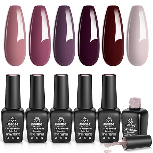 Beetles Winter Gel Nail Polish Set Burgundy Red Gel Nail Polish Soak Off Nail Uv Lamp Gel Nail Kit Nail Art Design Christmas Gifts for Girls - Image 1
