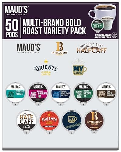 Intelligent Blends Dark Roast Coffee Pods Variety Pack, 50 ct, Recyclable Single Serve Pods – 100% Arabica Coffee, Compatible with Keurig K Cups Maker - Bold Roast Variety Pack - 50 Count (Pack of 1) - Image 1