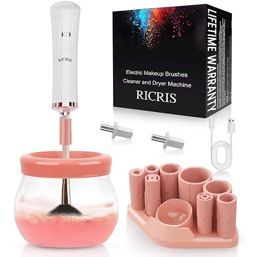 RICRIS Electric Makeup Brush Cleaner and Dryer Machine - Super Fast Clean and Dry Make Up Brushes - Automatic Cosmetic Brush Spinner Washer Tools - Image 1