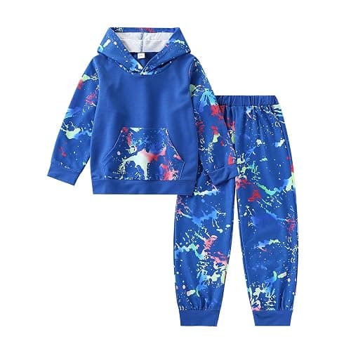 Toddler Boys Colorful Paint - Splatter Hoodie And Jogger Set, Soft Cotton Blend For All - Day Comfort - Image 1