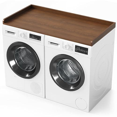 SpaceAid Washer Dryer Countertop, Laundry Wood Shelf Topper with Edge, 54" Width x 27.5" Depth Cover Guard Organizer for Washer and Dryer Laundry Hamper Counter Storage Organization (Brown Wood) - Image 1