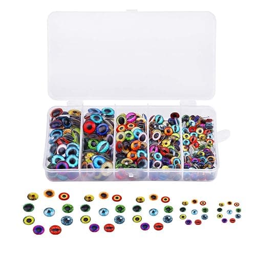 Bestartstore 150PCS 8MM/10mm/12mm/14mm/15MM Assorted Round Glass Dragon Eyes Flatback Scrapbooking Dome Covered Cabochons for Doll Making and Jewelry Settings Craft - Image 1