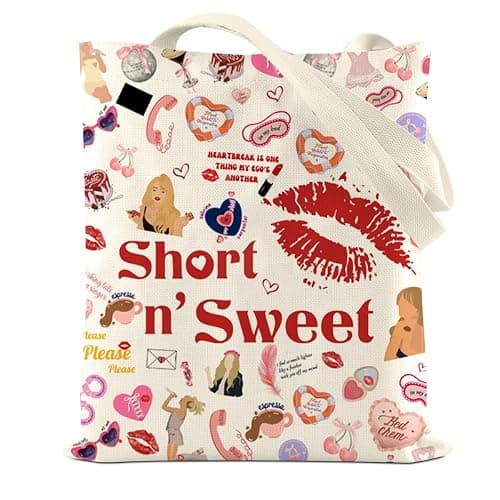 LONGXIN Sabrina Merch, Tote Bag for Women Singer Fans Music Lovers, Singer Merchandise, Reusable Canvas Cute Shoulder Bag for Shopping, Grocery, Work, Book - Image 1