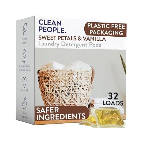 The Clean People Laundry Detergent Pods - Hypoallergenic Laundry Pods - Ultra Concentrated, Recyclable Packaging, Stain Fighting - Sweet Petals, 32 Pack - Image 1