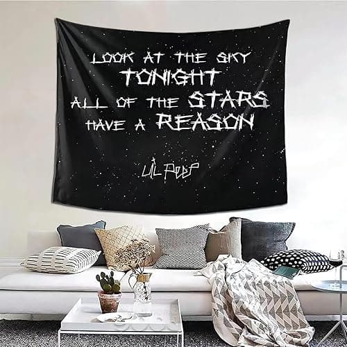 Lil Peep Tapestry Poster, Rapper Tapestry Wall Tapestry 3D Boutique Art Tapestry Wall Hanging Pop Art Home Decorations for Living Room Bedroom Dorm Decor 60 x 51 in (Color 1) - Image 1