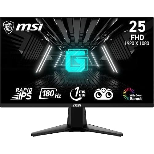 MSI G255F Écran Gaming FHD 24,5 Pouces - Dalle Rapid IPS 1920 x 1080, 180 Hz / 1ms (GtG), Gamme de Couleurs sRGB 99%, Adaptive-Sync - DP 1.2a, HDMI 2.0b CEC - Image 1