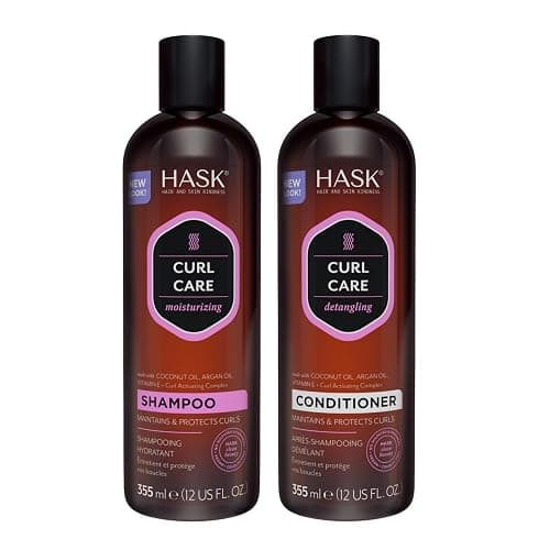 HASK Curl Care Shampoo + Conditioner Set with Coconut and Argan Oil | For Curly Hair, Sulfate-Free, Paraben-Free, Gluten-Free, Vegan, Cruelty-Free, Color Safe | 12oz each - Image 1
