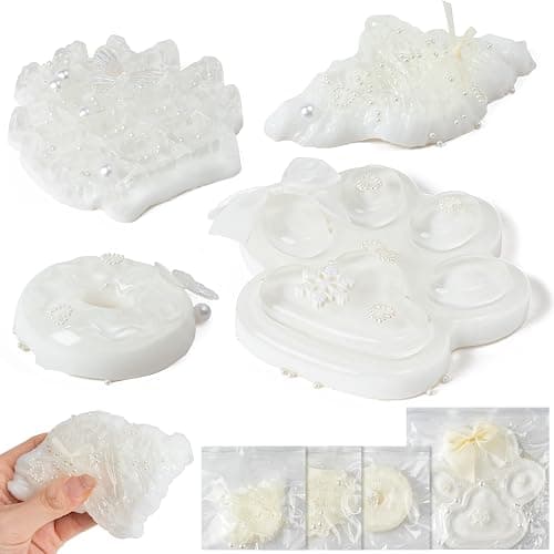 GKgyeus Handmade Taba Squishy Toys - 4Pcs Large Paw Squeeze Toy Baking Themed Soft Fidget Set Transparent White Novelty Things for Stress Relief Cute Funny Gift for Adults Kids Anxiety Relief - Image 1