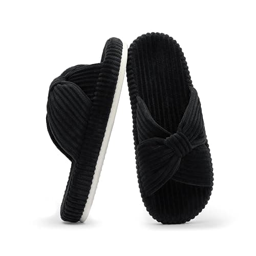 Chantomoo Slippers for Women Memory Foam House Bedroom Corduroy Bow Crossbands Slide Slipper Shoes Comfy Trendy Gift Slippers - Image 1