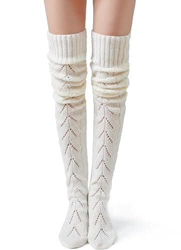 Pcavin Thigh High Socks for Women, Long Cable Knit Over Knee Boot Stockings | Extra Long Fit, Cable Knit Texture, Warm Thick Knit, Winter Boot Socks, Cozy Leg Warmers, Sweater Sock Style - Image 1