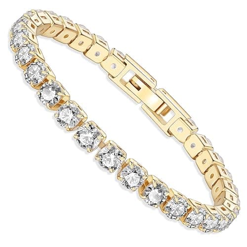 Momlovu Tennis Bracelet for Women 14K Gold Plated 3,4,5mm Cubic Zirconia Tennis Bracelet Fashion Jewelry Gift Size 6.5,7,7.5 Inch - Image 1