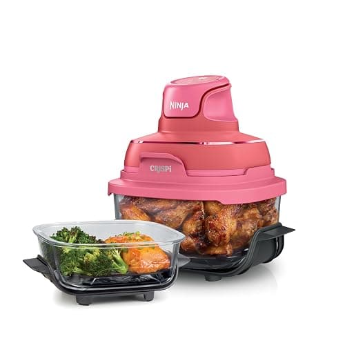 Ninja Crispi 4-in-1 Glass Air Fryer | 450°F | Non-Toxic | 4QT & 6-Cup Glass Containers w/Lids | Microwave, Freezer, Dishwasher Safe | Max Crisp, Air Fry, Bake, Recrisp | Cherry Crush | FN101DR - Image 1
