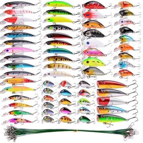 Aorace Fishing Lures Kit Mixed Including Minnow Popper Crank Baits with Hooks for Saltwater Freshwater Trout Bass Salmon Fishing - Image 1