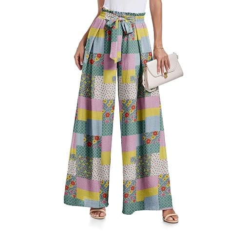 Lepunuo Wide Leg Pants for Women High Waisted Palazzo Pants Work Casual Flowy Tie Knot Trousers with Pockets - Image 1