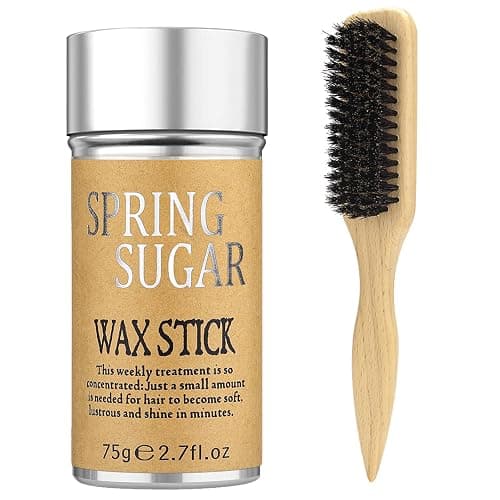 SPRINGSUGAR Slick Back Hair Brush & Hair Wax Stick Set for Slick Back – Boar Bristle Brush for Sleek, Control, Flyaways & Baby Hairs – Wax Stick for Women Sectioning & Parting - Image 1