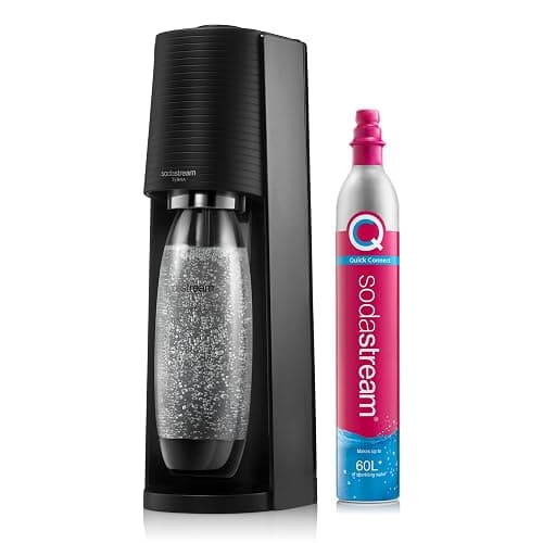 SodaStream - Terra Sparkling Water Maker, Quick Connect CO2 System, Includes 60L Gas Cylinder, BPA-Free 1L Bottle, Eco-Friendly & Reduces Plastic Waste, Black - Image 1