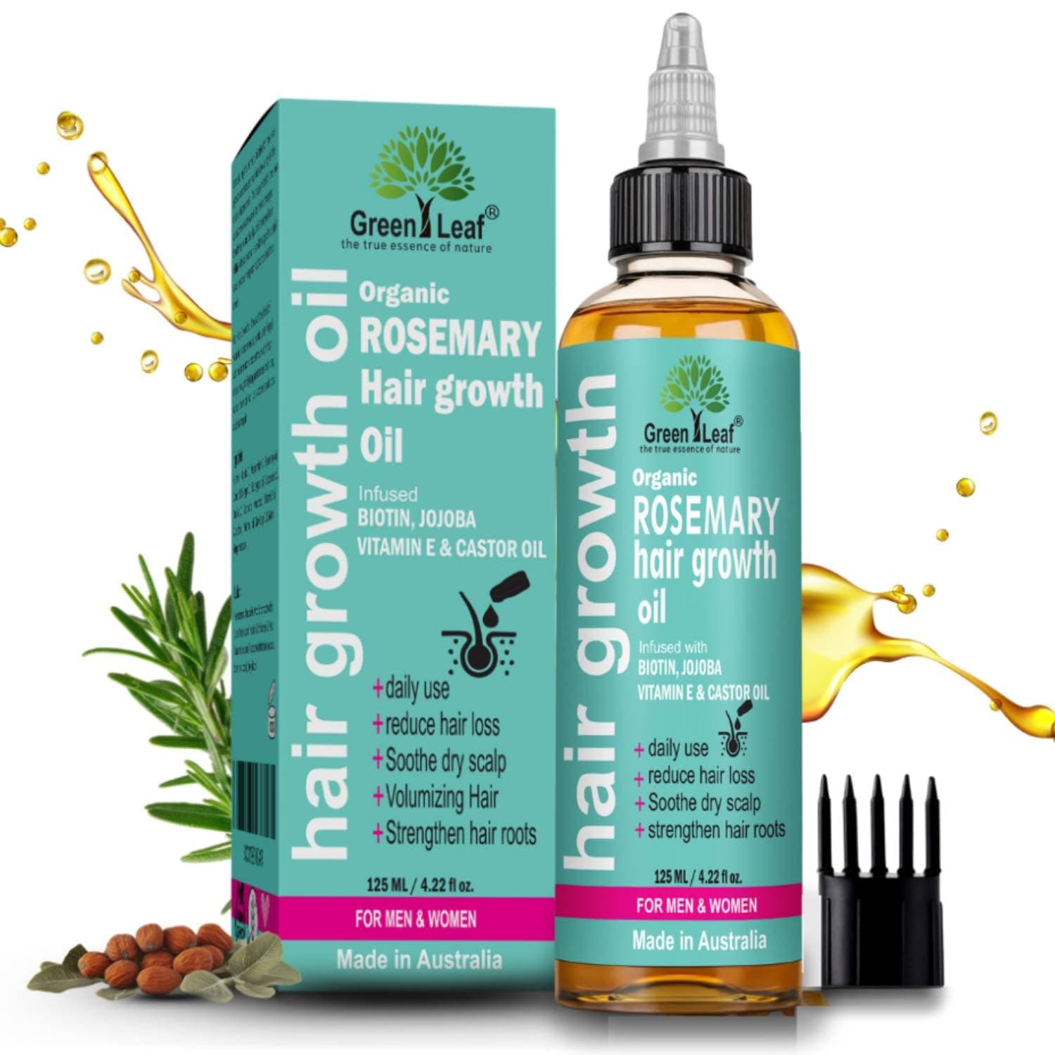 Organic Rosemary oil for hair growth, infused with biotin, jojoba, Argan and Almond oil for hair strengthening, nourishing, Volumizing for All hair types| 125 ML. - Image 1
