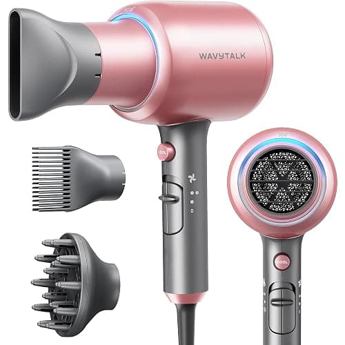 Wavytalk Ionic Hair Dryer with Diffuser and Concentrator, Lightweight Quiet Blow Dryer, Powerful 1875 Watt Motor for Smooth and Fast Drying Hair, Rose Pink - Image 1