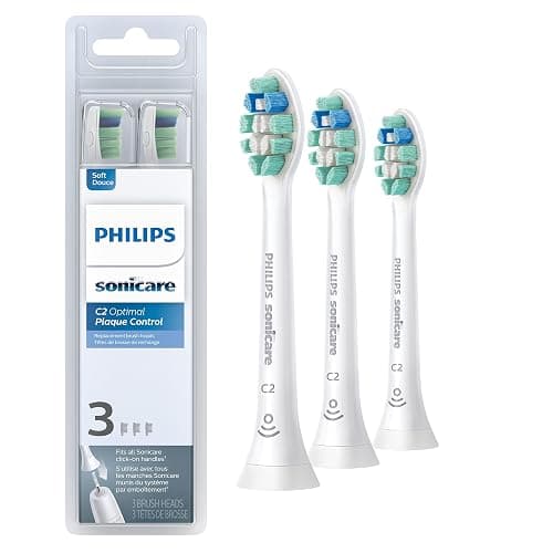Philips Sonicare C2 Plaque Control - Genuine Replacement Electric Toothbrush Heads, White, 3 Pack, HX9023/65 - Image 1