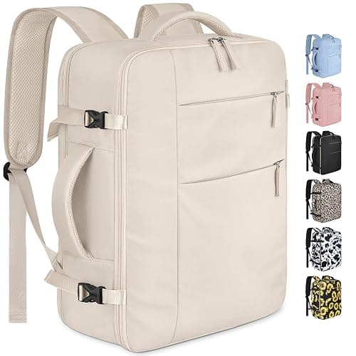 Capolo Travel Backpack for Women Men Waterproof Laptop Backpack Airlines Approved Carry On Backpack Bag Computer Bookbag for Business, Work, Traveling Fits 15.6 Inch Laptop(Beige) - Image 1
