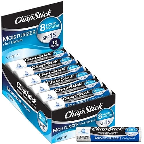 ChapStick Moisturizer 2-in-1 Lipcare SPF 15, Original, 12-Pack – 8-Hour Sunscreen Lip Balm with Aloe Vera and Vitamin E, 0.15 Oz Ea - Image 1