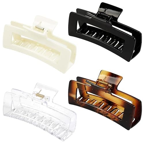 Extra Large Hair Claw Clips for Women, 5 Inch Unbreakable Large Rectangle Claw Clips for Thick Hair Neutral Huge Hair Clips Non-slip Hair Claws Tight Strong Hold Hair Claw for Women Girls 4 Packs - Image 1
